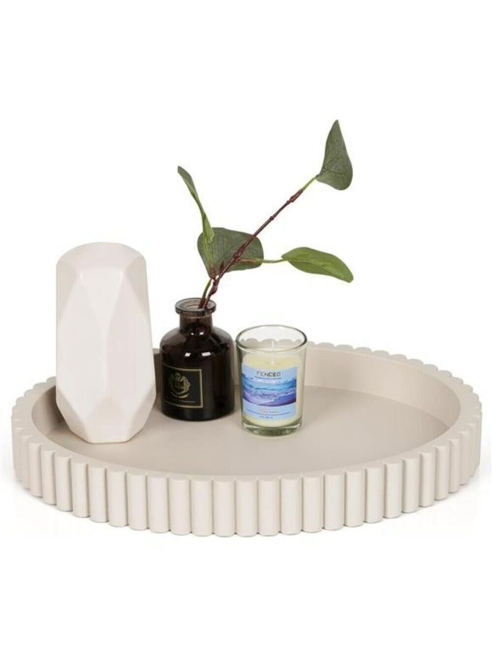 Concrete Oval Tray Coffee Table Decor Centerpiece Gray Modern Home Accent
